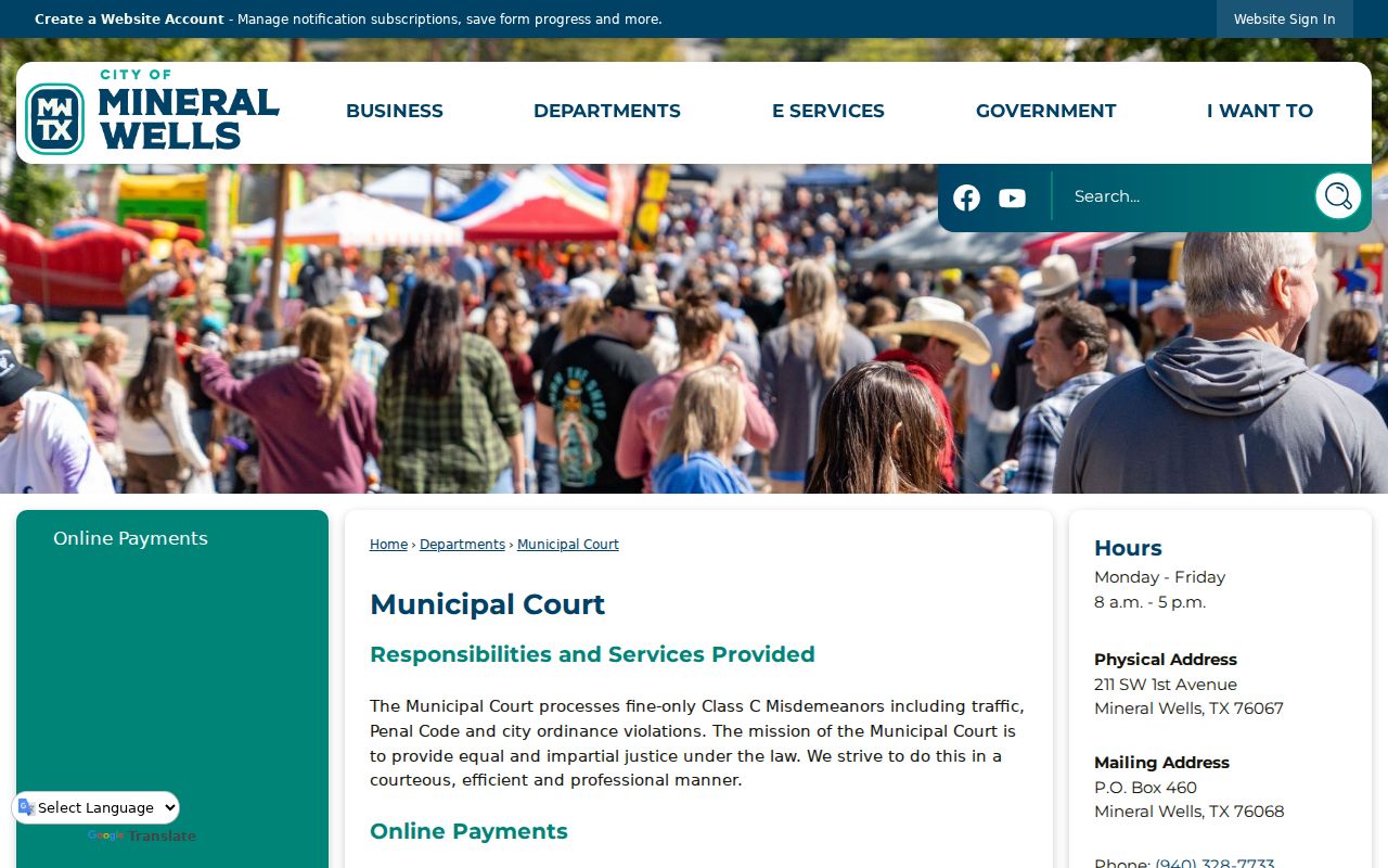 Mineral Wells criminal history Municipal Court records page