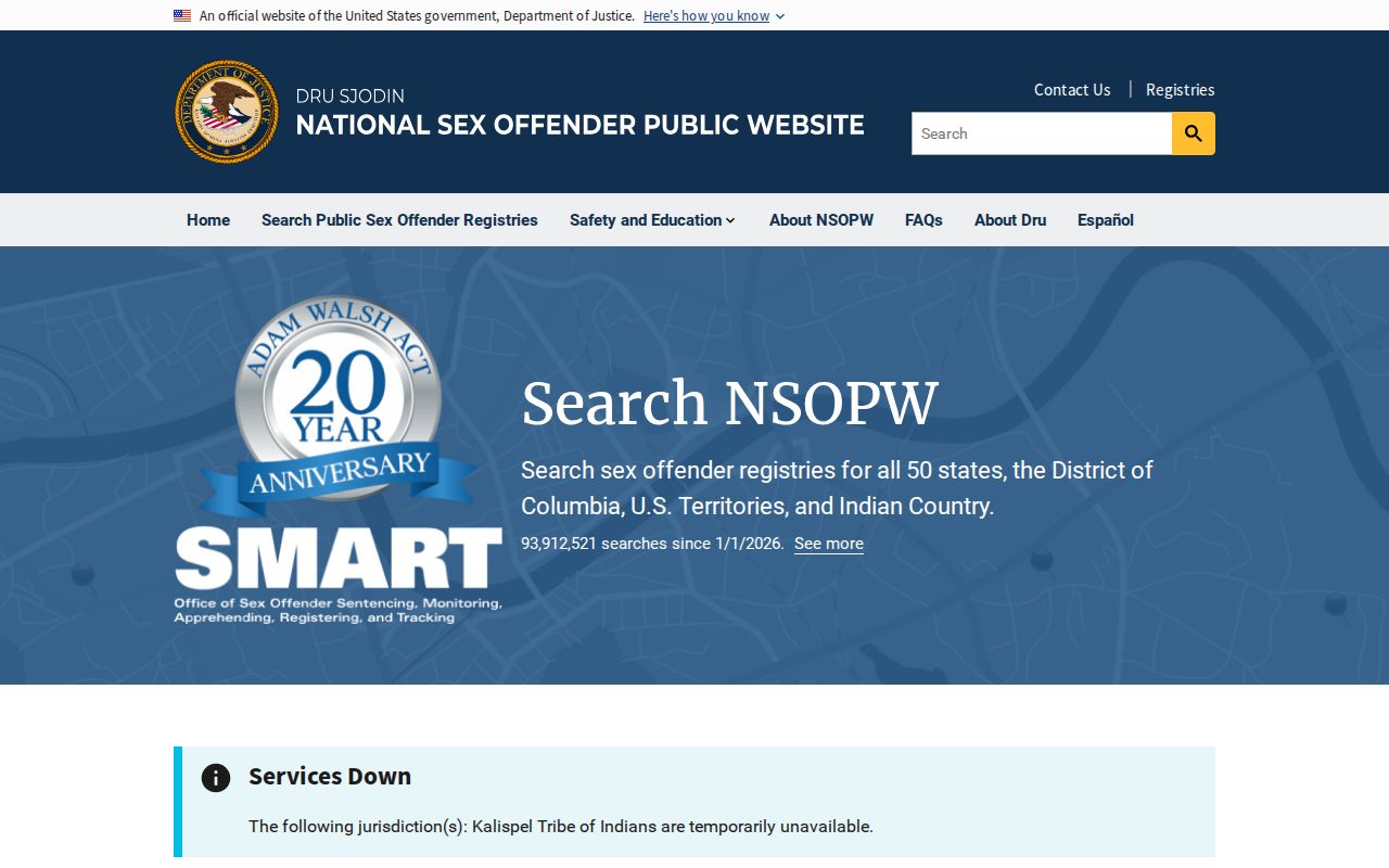 NSOPW national search supplement for Palo Pinto County sex offender checks