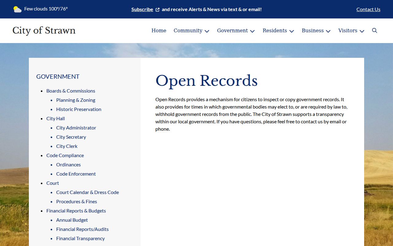 Strawn criminal history city open records request route